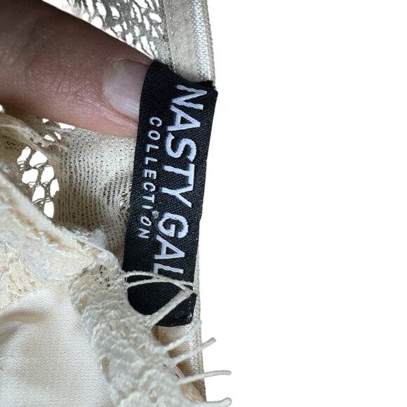 Nasty Girl Lace Body Suit S/M No size tags Cream romance feminine whimsical - Picture 13 of 16